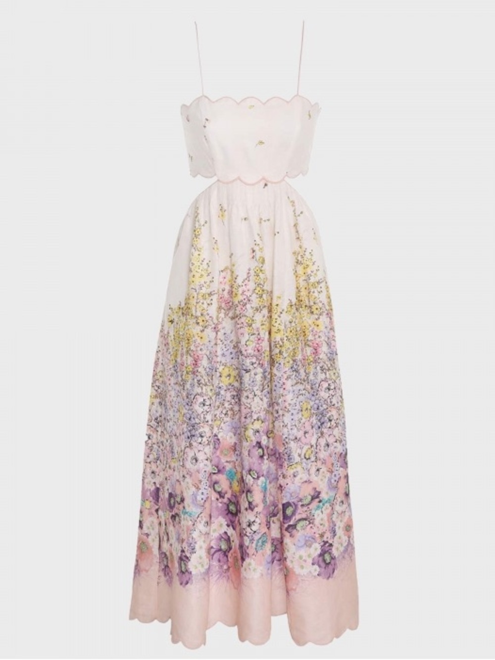 NWT Zimmerman Jude Scallop Midi Dress in Peach Gradient Floral - Size 2 - Picture 4 of 16